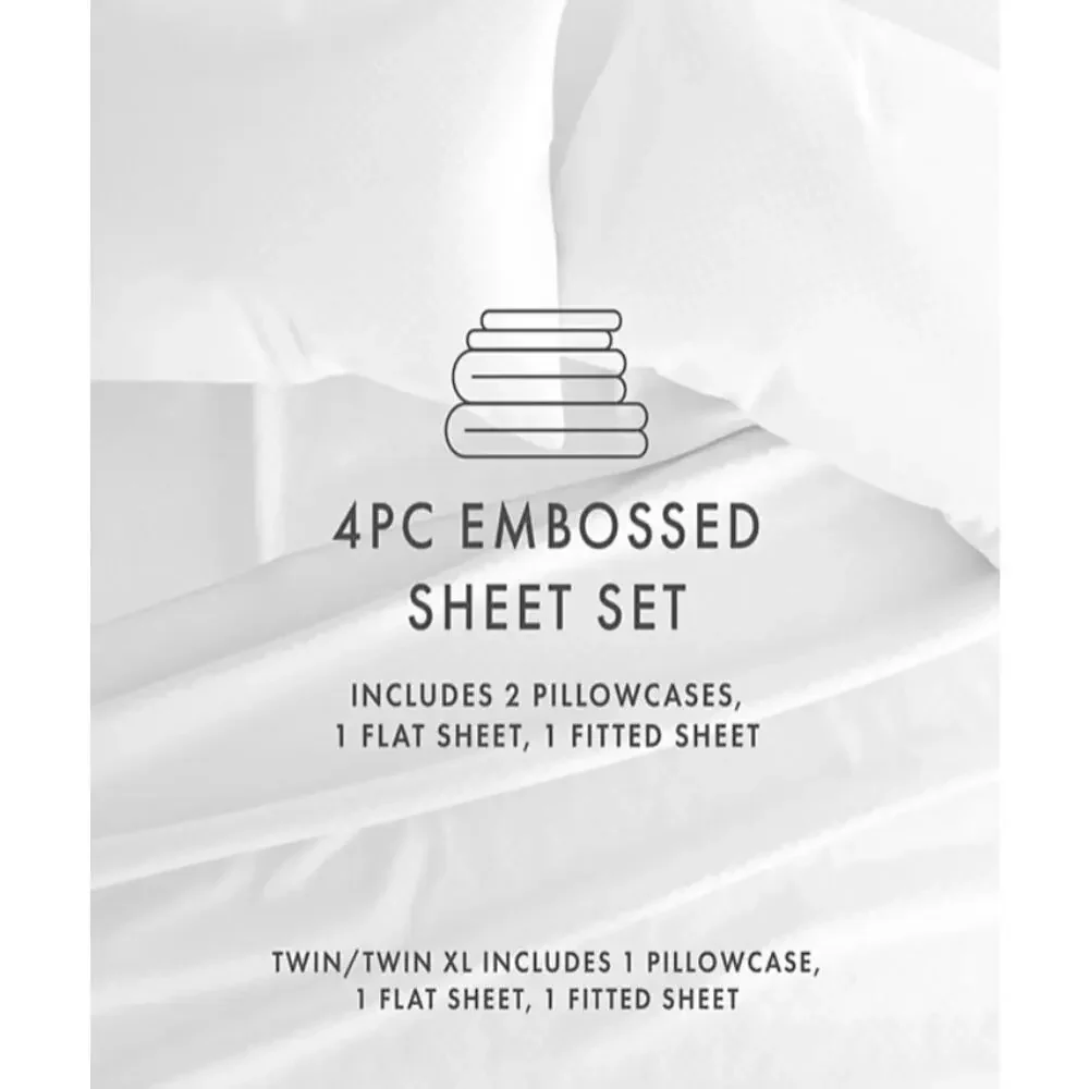 ienjoy Home Expressed In Embossed Checkered 4-Pc. Sheet Set, Queen